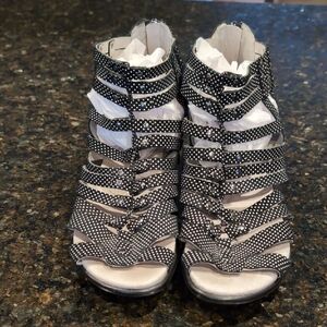 Jambu Black and White Polka Dot Sandals